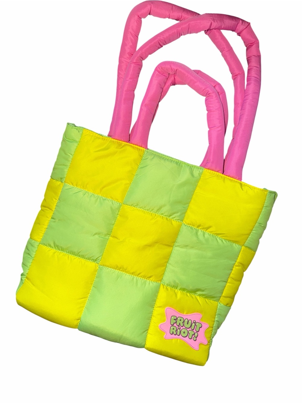 FRUIT RIOT| NWOT Green, Yellow and hot pink QuiltedTote bag